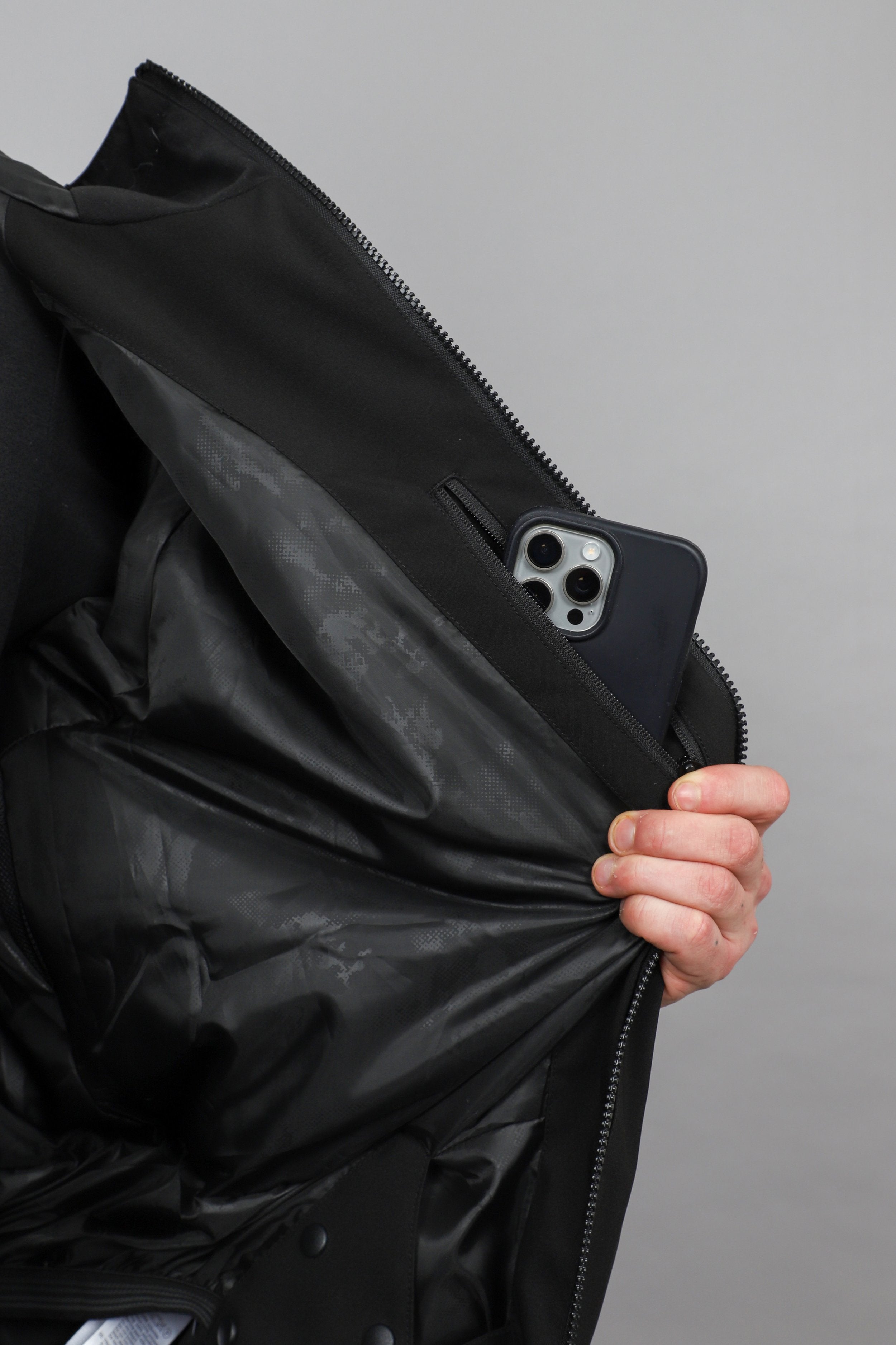 Phone inside the Jacket internal pocket
